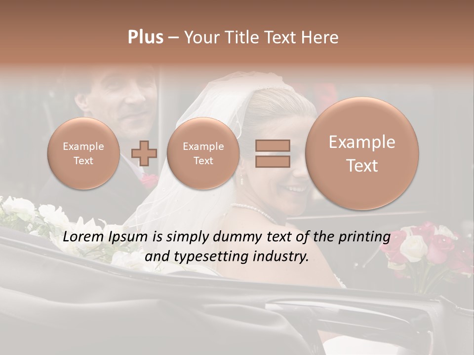 A Bride And Groom In A Horse Drawn Carriage PowerPoint Template