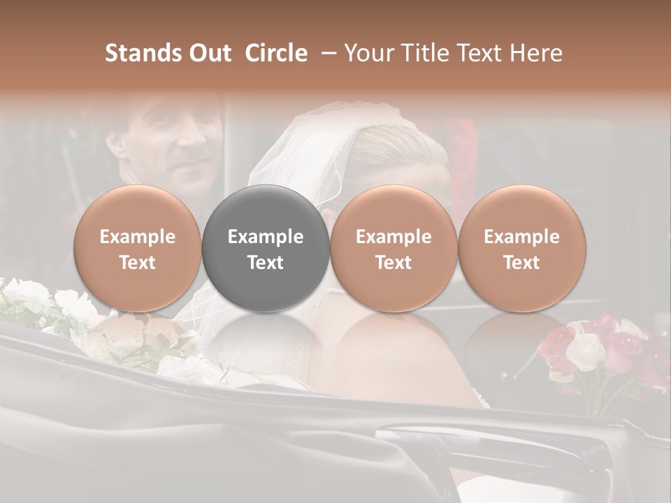 A Bride And Groom In A Horse Drawn Carriage PowerPoint Template