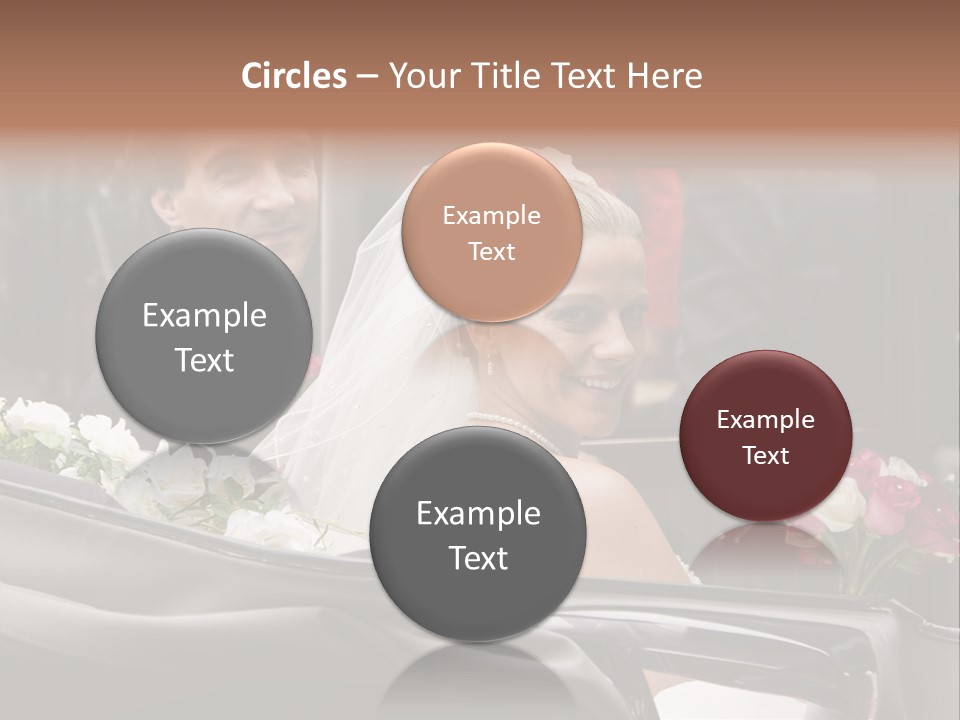 A Bride And Groom In A Horse Drawn Carriage PowerPoint Template