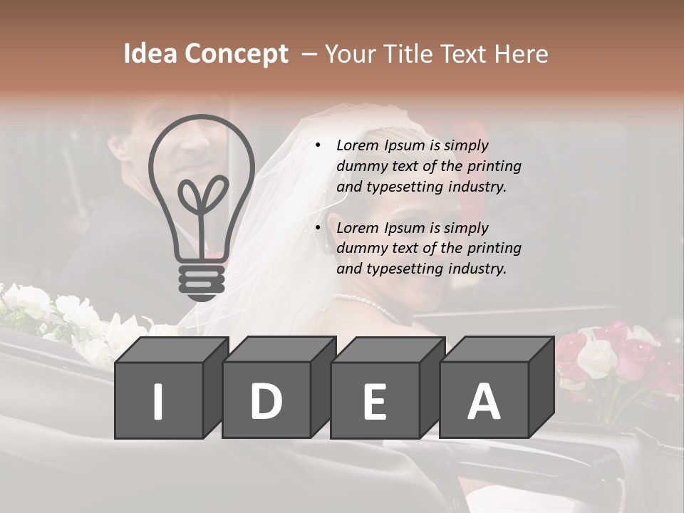 A Bride And Groom In A Horse Drawn Carriage PowerPoint Template