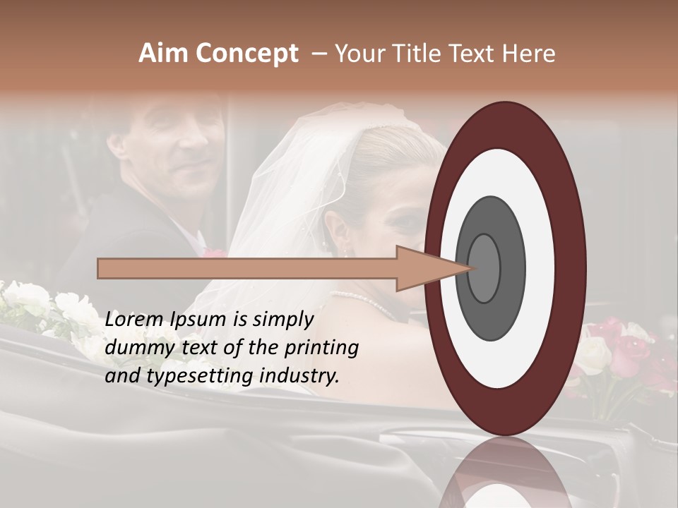 A Bride And Groom In A Horse Drawn Carriage PowerPoint Template