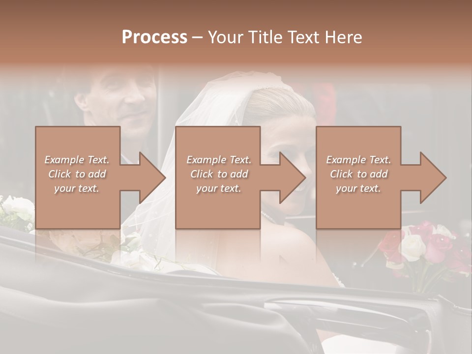 A Bride And Groom In A Horse Drawn Carriage PowerPoint Template