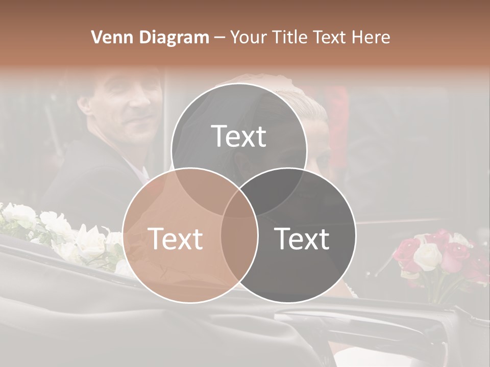 A Bride And Groom In A Horse Drawn Carriage PowerPoint Template