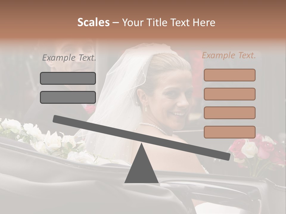 A Bride And Groom In A Horse Drawn Carriage PowerPoint Template