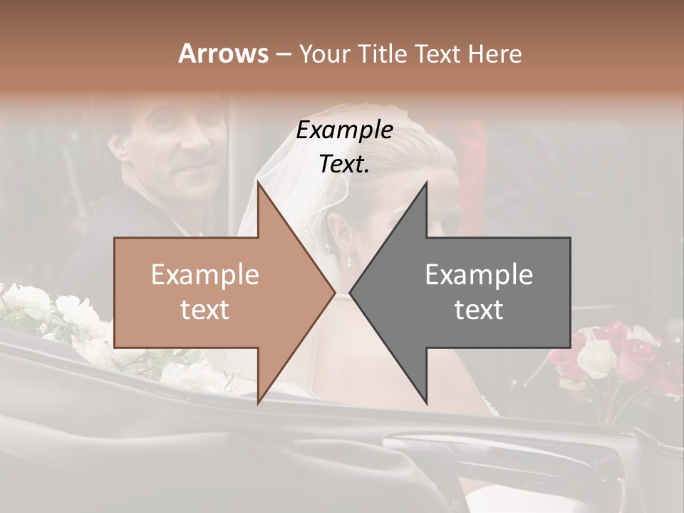 A Bride And Groom In A Horse Drawn Carriage PowerPoint Template