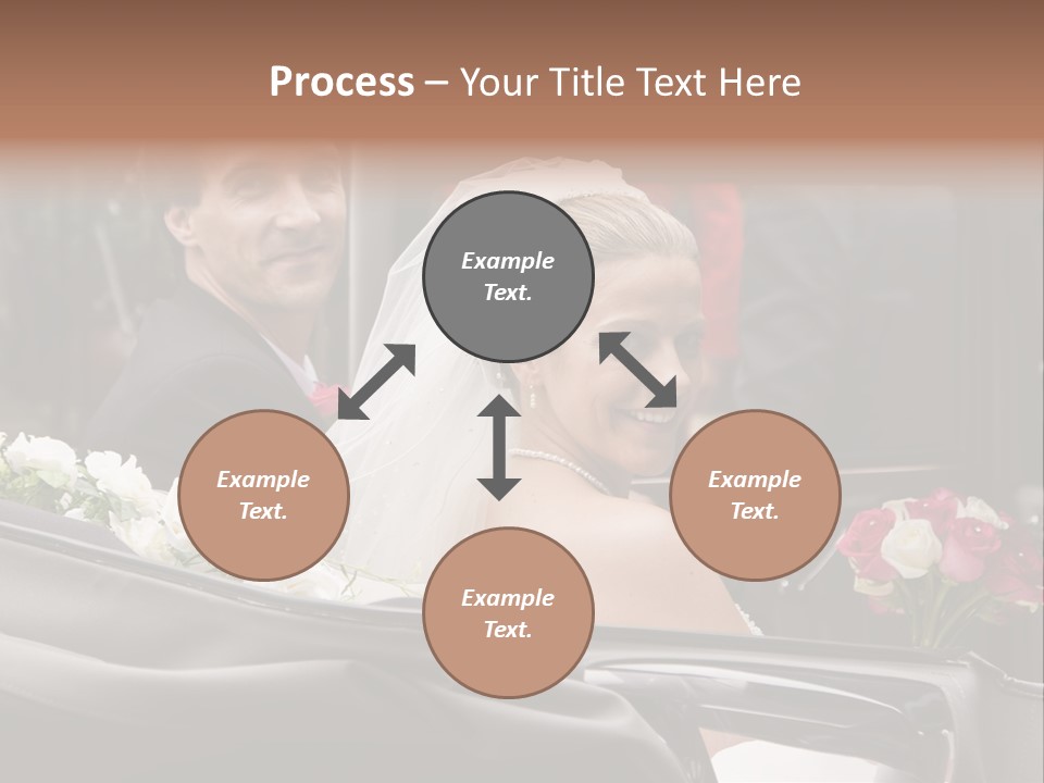 A Bride And Groom In A Horse Drawn Carriage PowerPoint Template