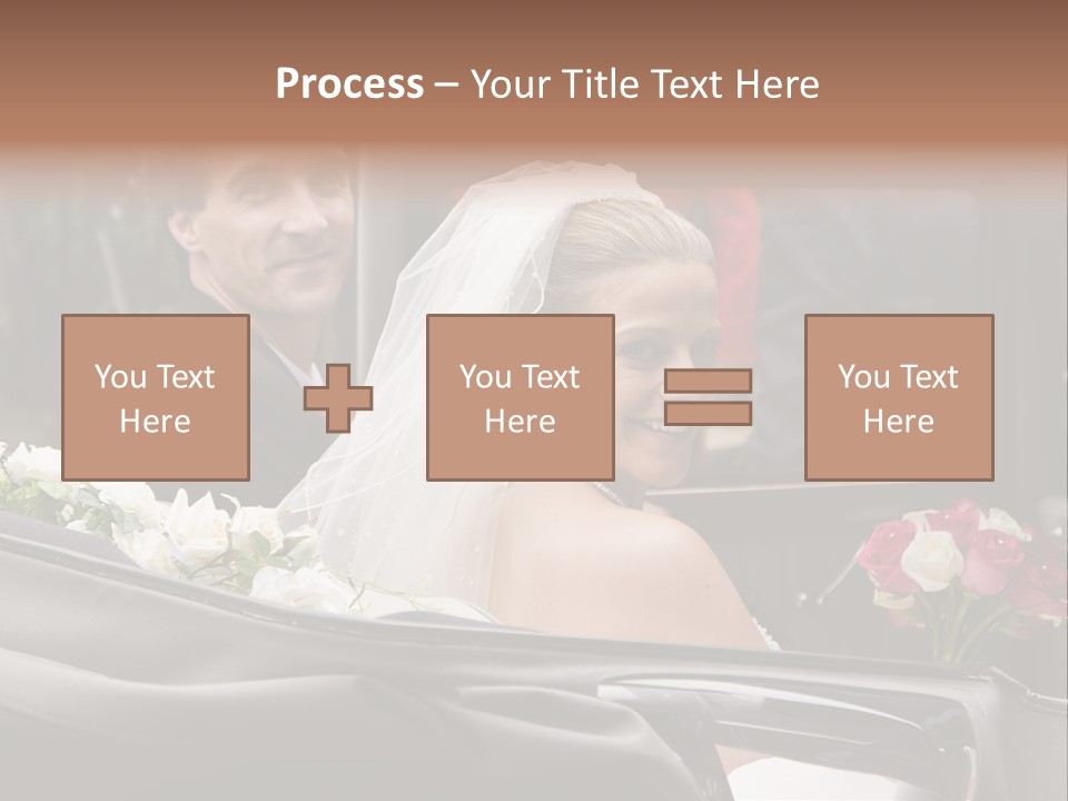 A Bride And Groom In A Horse Drawn Carriage PowerPoint Template