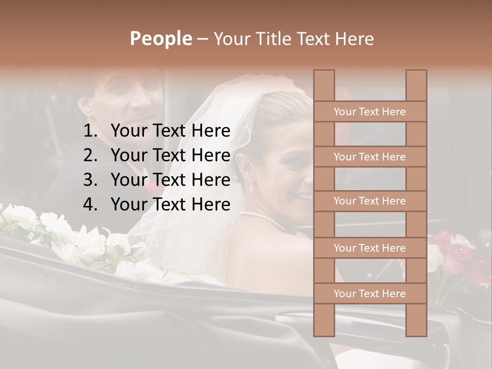 A Bride And Groom In A Horse Drawn Carriage PowerPoint Template