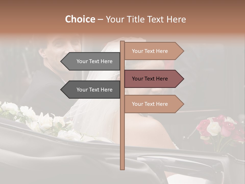 A Bride And Groom In A Horse Drawn Carriage PowerPoint Template