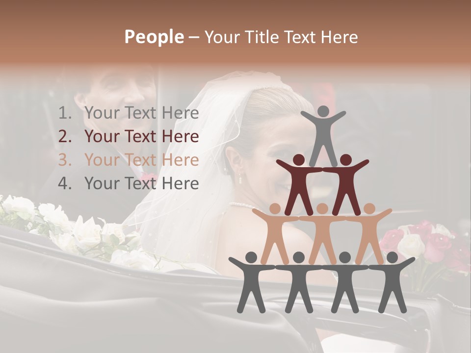 A Bride And Groom In A Horse Drawn Carriage PowerPoint Template