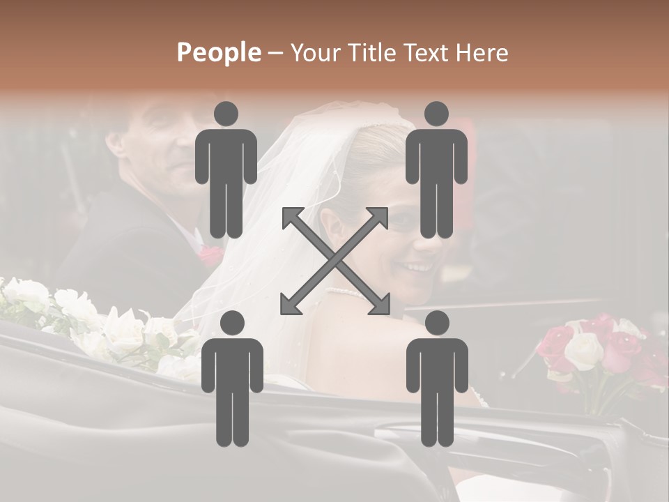 A Bride And Groom In A Horse Drawn Carriage PowerPoint Template