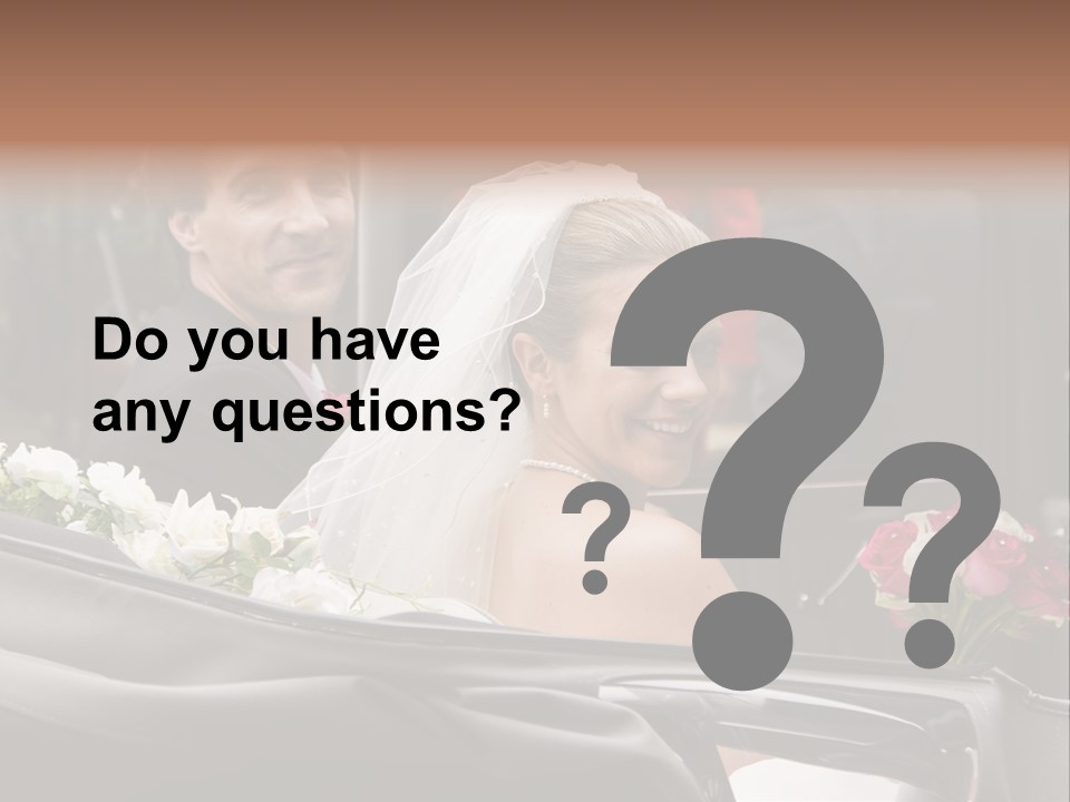 A Bride And Groom In A Horse Drawn Carriage PowerPoint Template