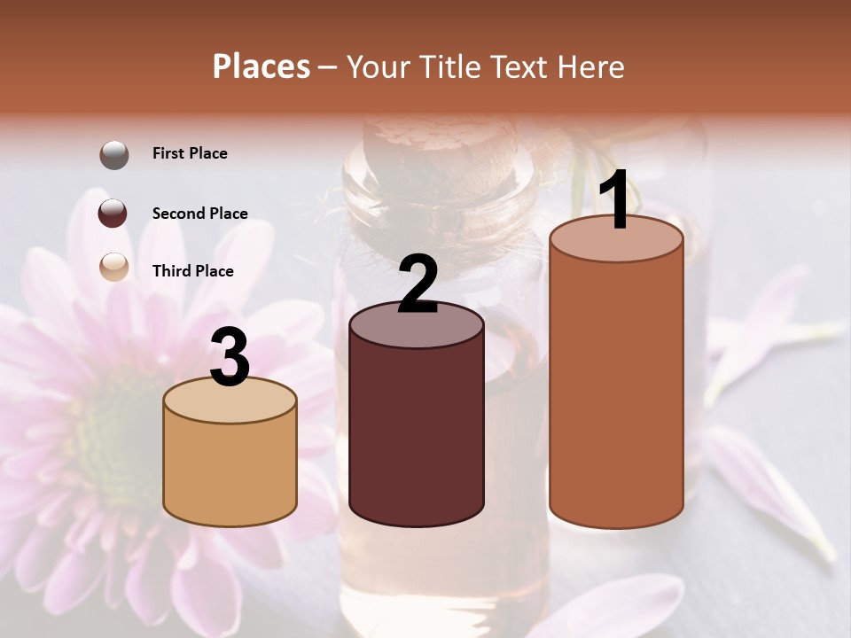 A Bottle Of Oil And A Flower On A Table PowerPoint Template
