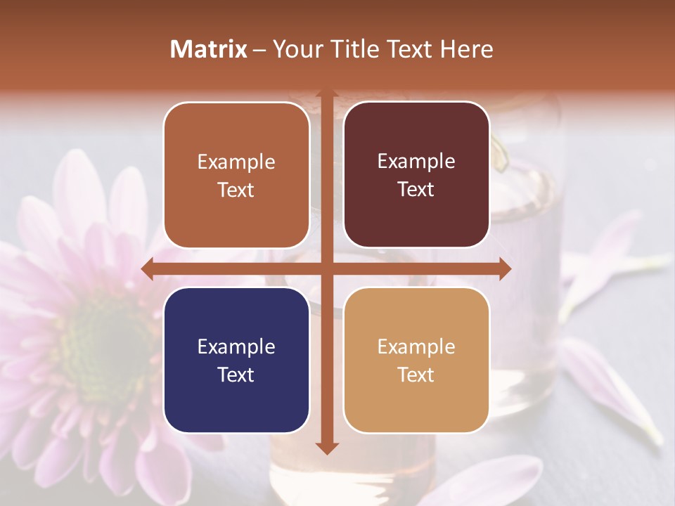 A Bottle Of Oil And A Flower On A Table PowerPoint Template