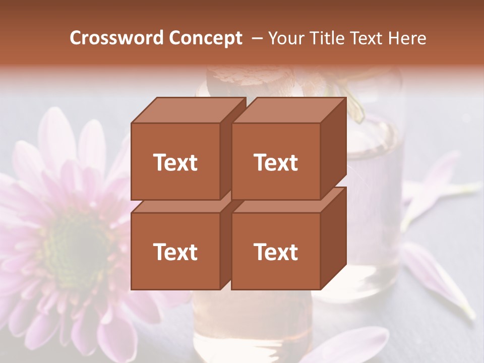 A Bottle Of Oil And A Flower On A Table PowerPoint Template