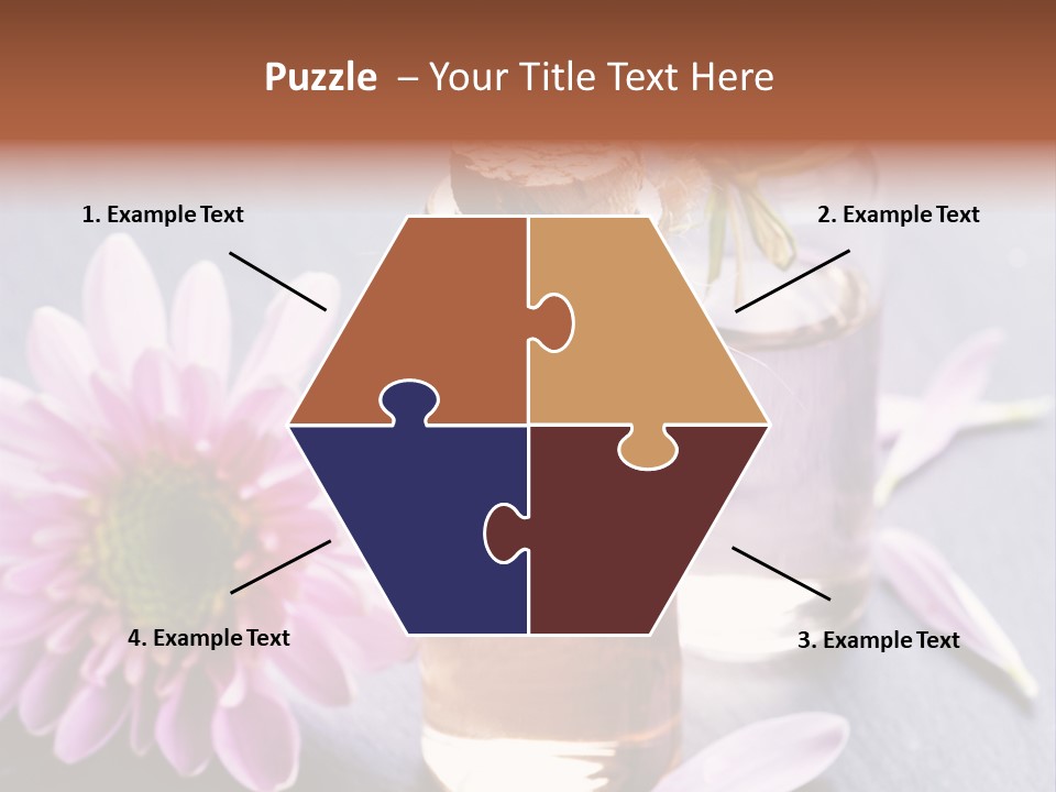 A Bottle Of Oil And A Flower On A Table PowerPoint Template