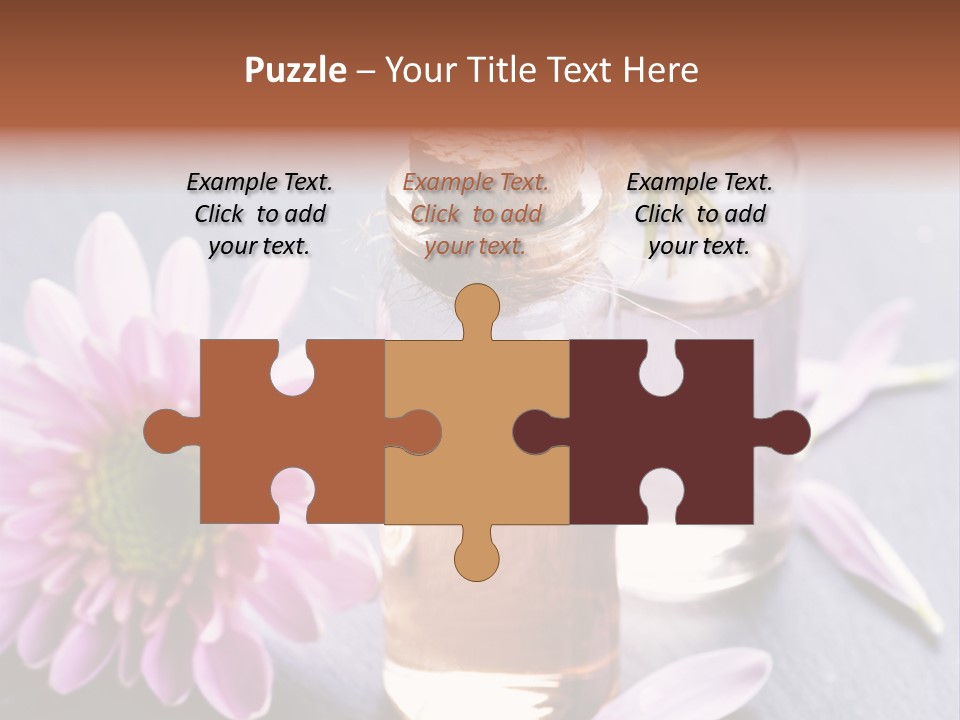 A Bottle Of Oil And A Flower On A Table PowerPoint Template