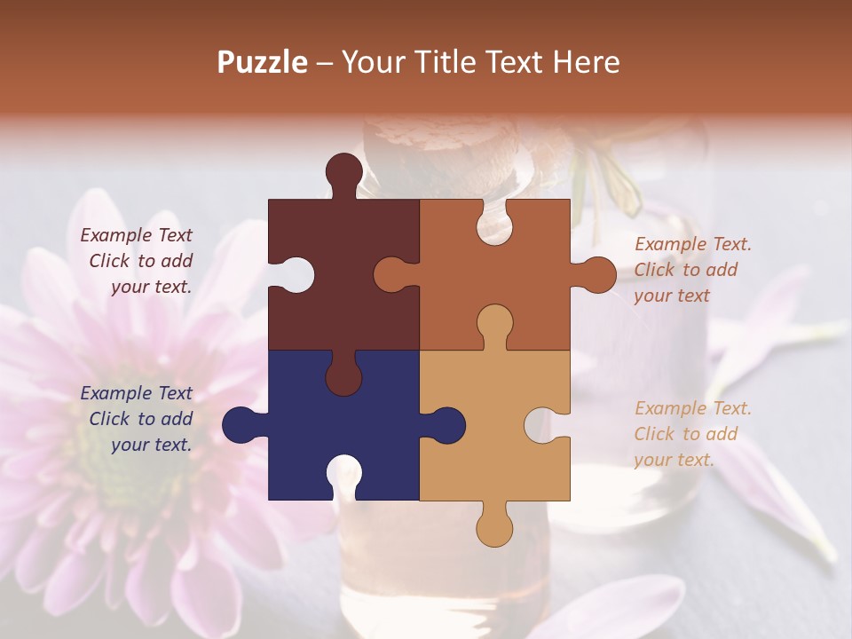 A Bottle Of Oil And A Flower On A Table PowerPoint Template