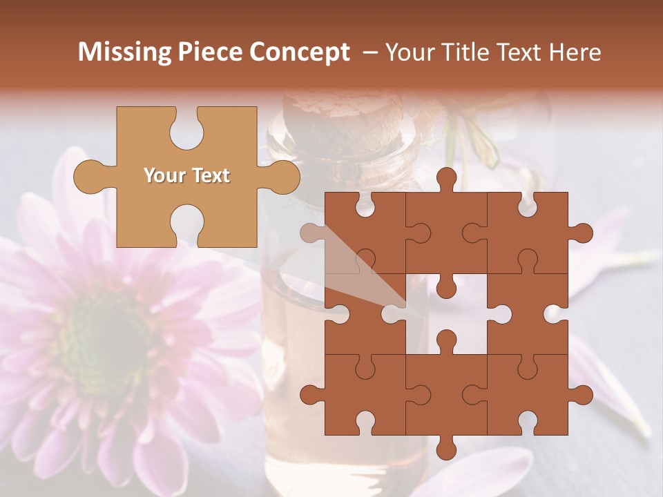 A Bottle Of Oil And A Flower On A Table PowerPoint Template
