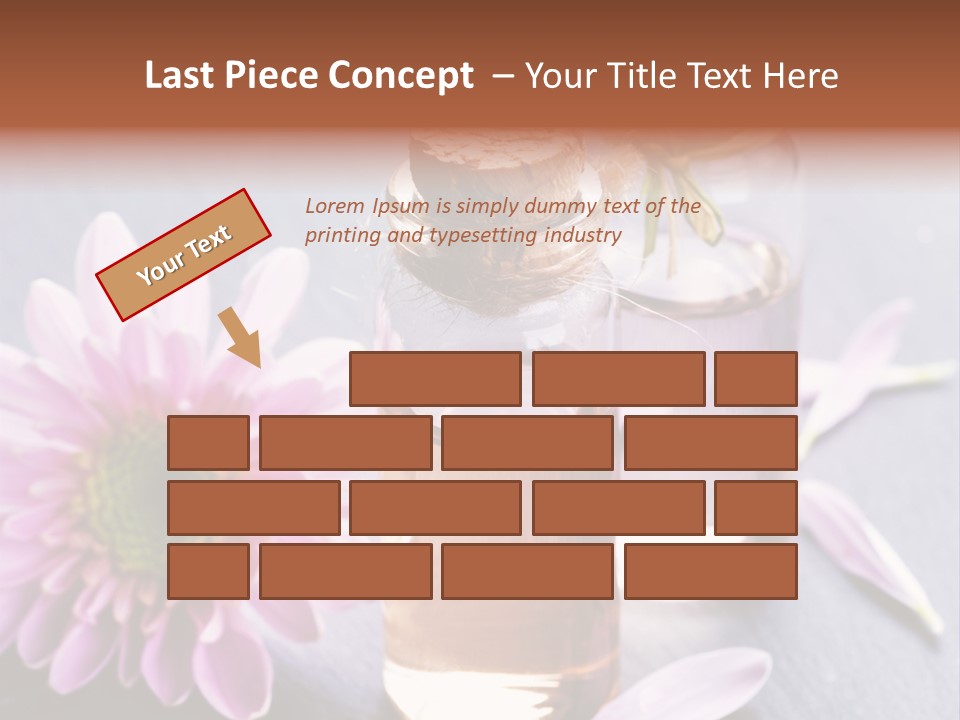 A Bottle Of Oil And A Flower On A Table PowerPoint Template