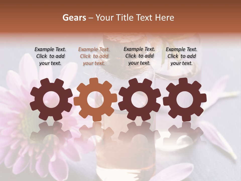 A Bottle Of Oil And A Flower On A Table PowerPoint Template