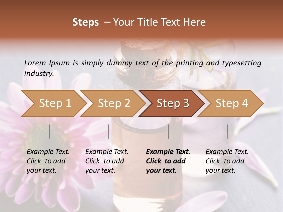 A Bottle Of Oil And A Flower On A Table PowerPoint Template