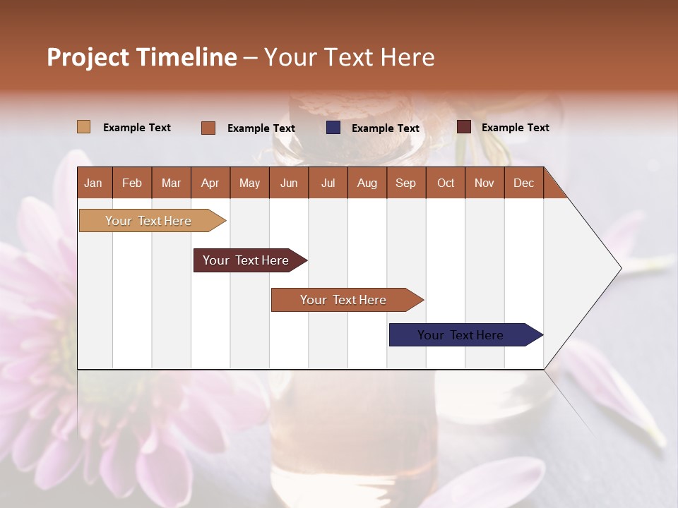 A Bottle Of Oil And A Flower On A Table PowerPoint Template