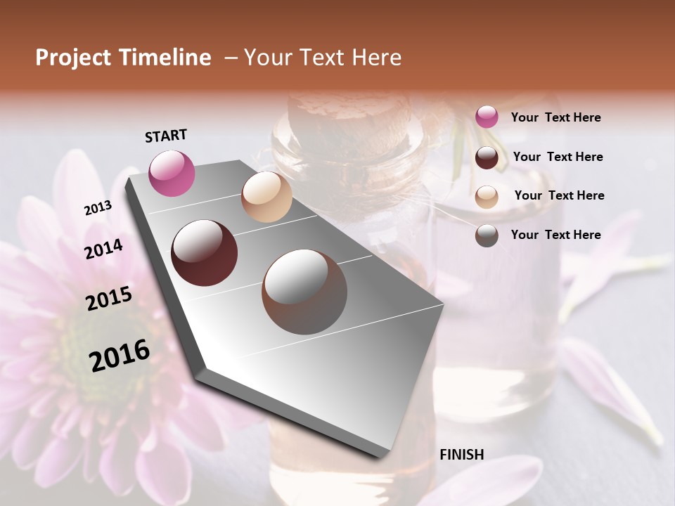 A Bottle Of Oil And A Flower On A Table PowerPoint Template