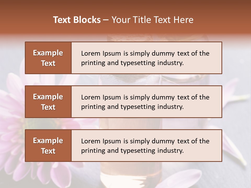 A Bottle Of Oil And A Flower On A Table PowerPoint Template