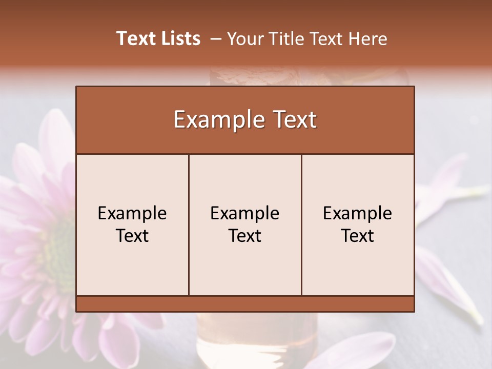 A Bottle Of Oil And A Flower On A Table PowerPoint Template