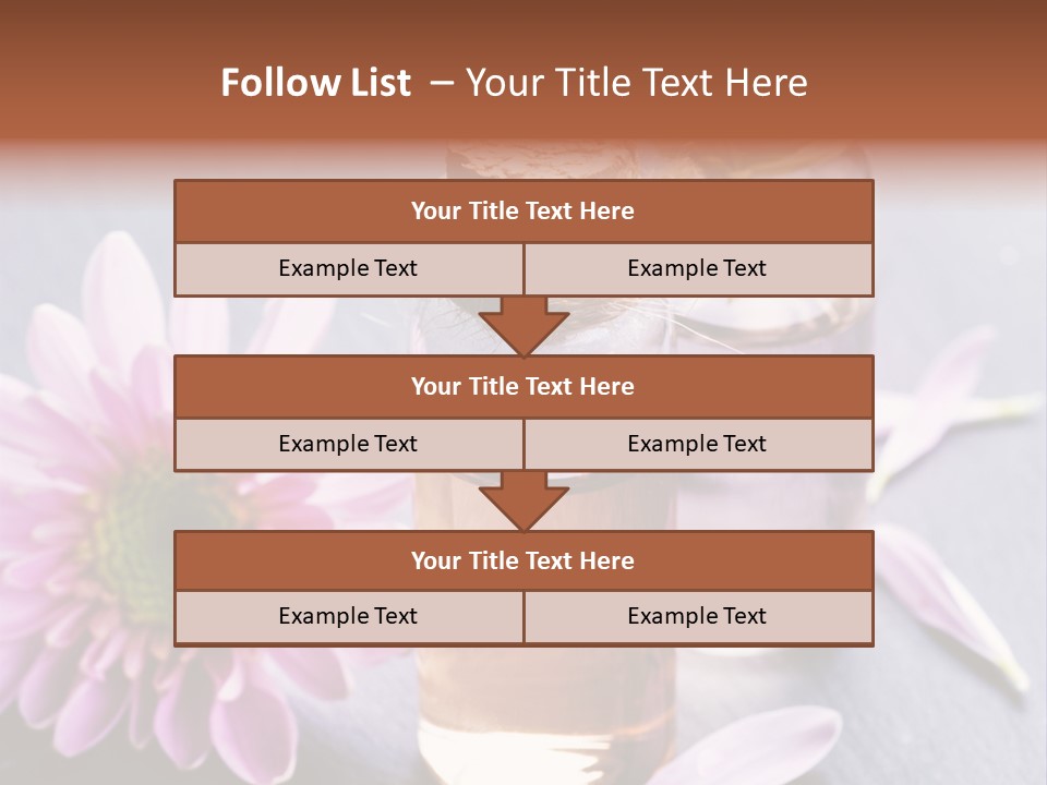 A Bottle Of Oil And A Flower On A Table PowerPoint Template