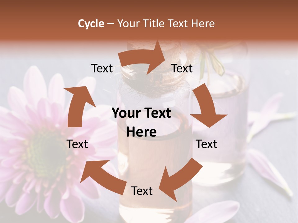 A Bottle Of Oil And A Flower On A Table PowerPoint Template