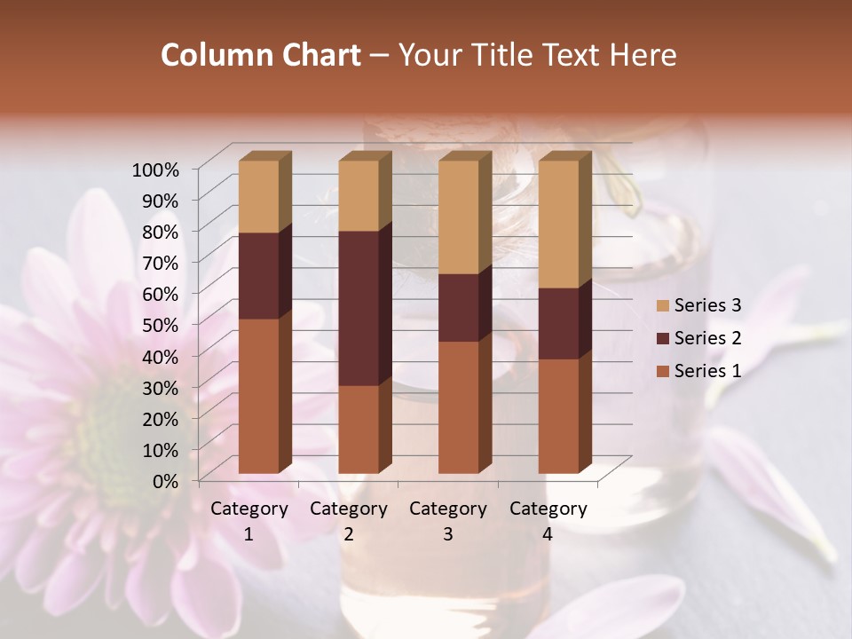 A Bottle Of Oil And A Flower On A Table PowerPoint Template