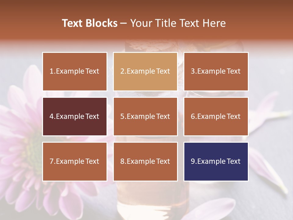 A Bottle Of Oil And A Flower On A Table PowerPoint Template