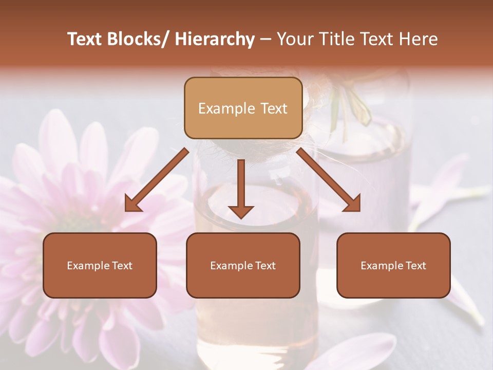 A Bottle Of Oil And A Flower On A Table PowerPoint Template