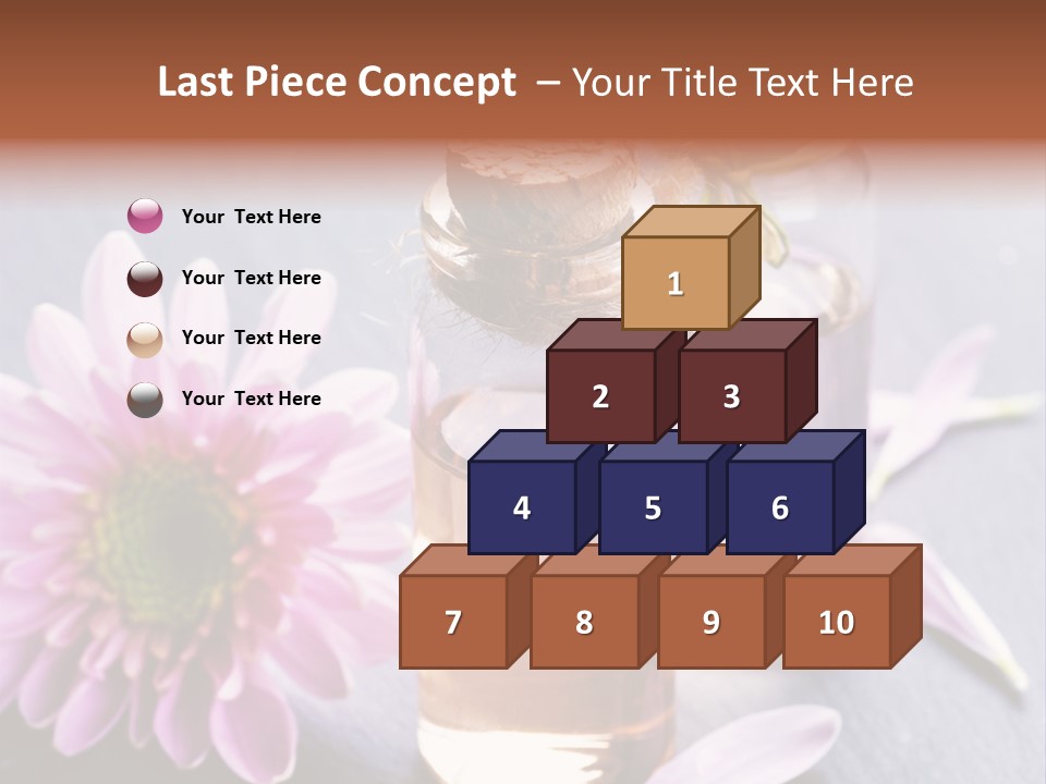 A Bottle Of Oil And A Flower On A Table PowerPoint Template