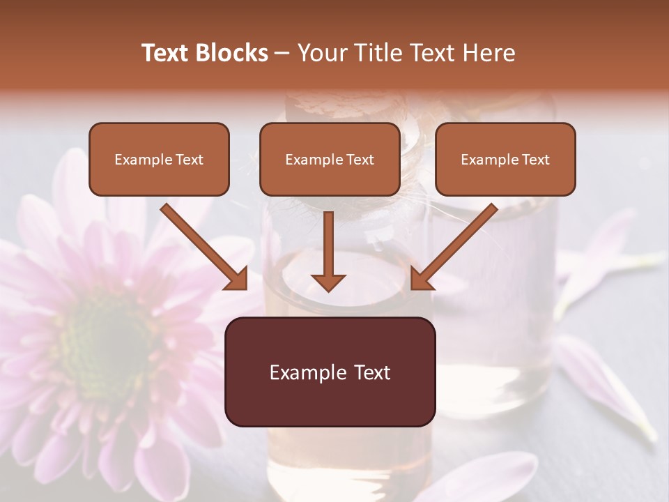 A Bottle Of Oil And A Flower On A Table PowerPoint Template