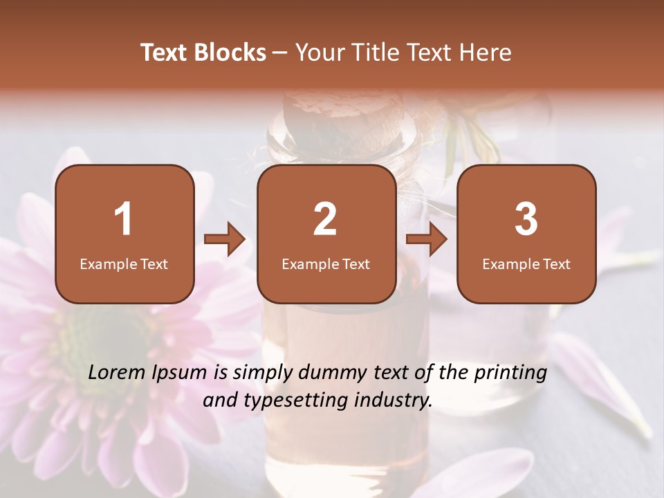 A Bottle Of Oil And A Flower On A Table PowerPoint Template