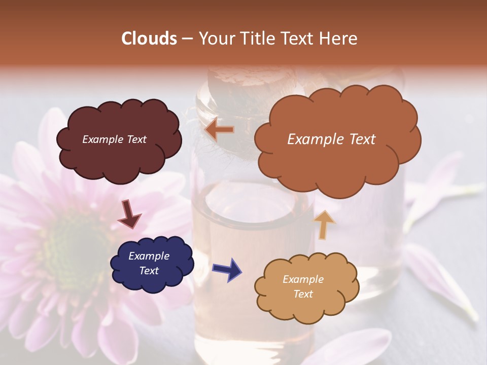 A Bottle Of Oil And A Flower On A Table PowerPoint Template