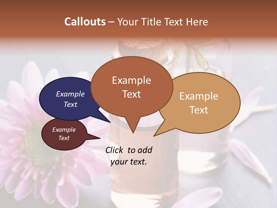 A Bottle Of Oil And A Flower On A Table PowerPoint Template