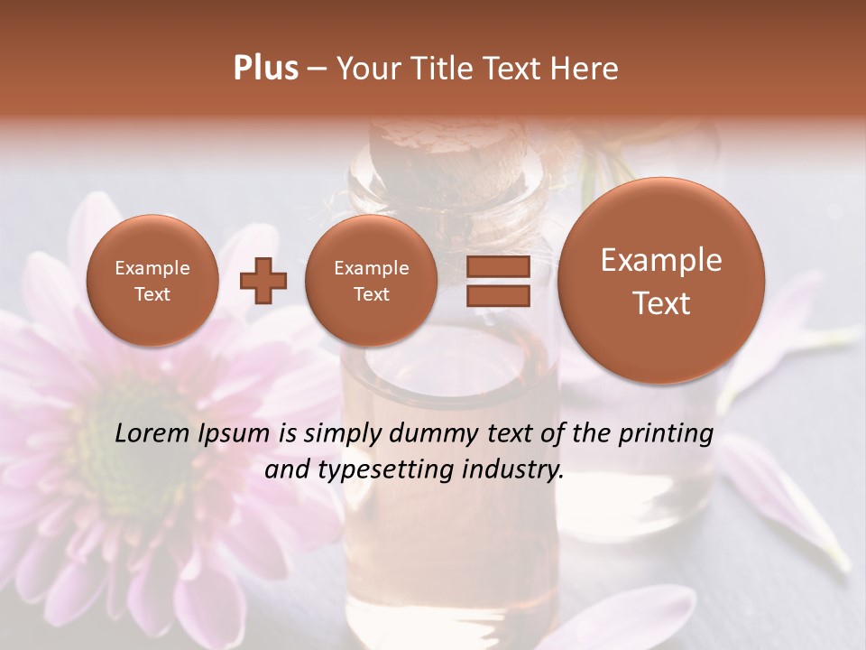 A Bottle Of Oil And A Flower On A Table PowerPoint Template