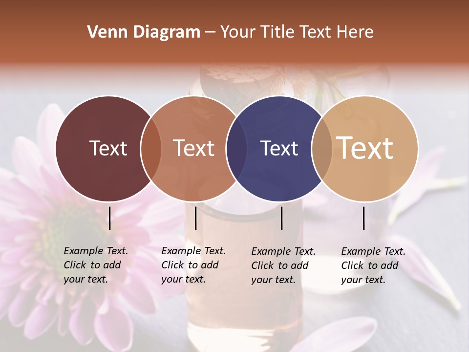 A Bottle Of Oil And A Flower On A Table PowerPoint Template