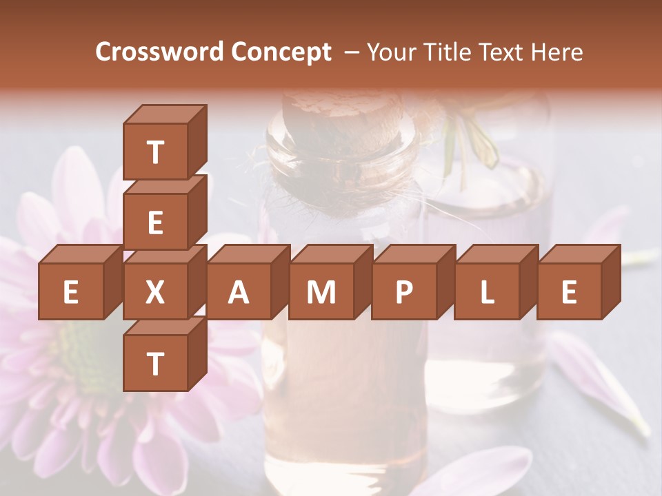 A Bottle Of Oil And A Flower On A Table PowerPoint Template