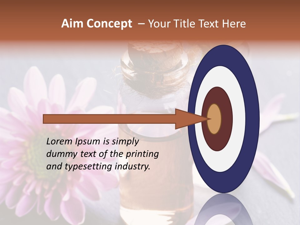 A Bottle Of Oil And A Flower On A Table PowerPoint Template