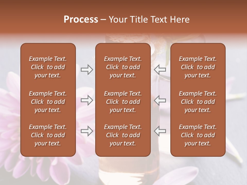 A Bottle Of Oil And A Flower On A Table PowerPoint Template