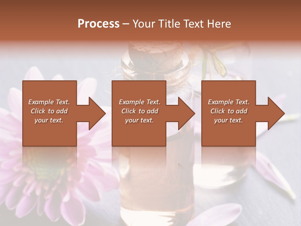 A Bottle Of Oil And A Flower On A Table PowerPoint Template
