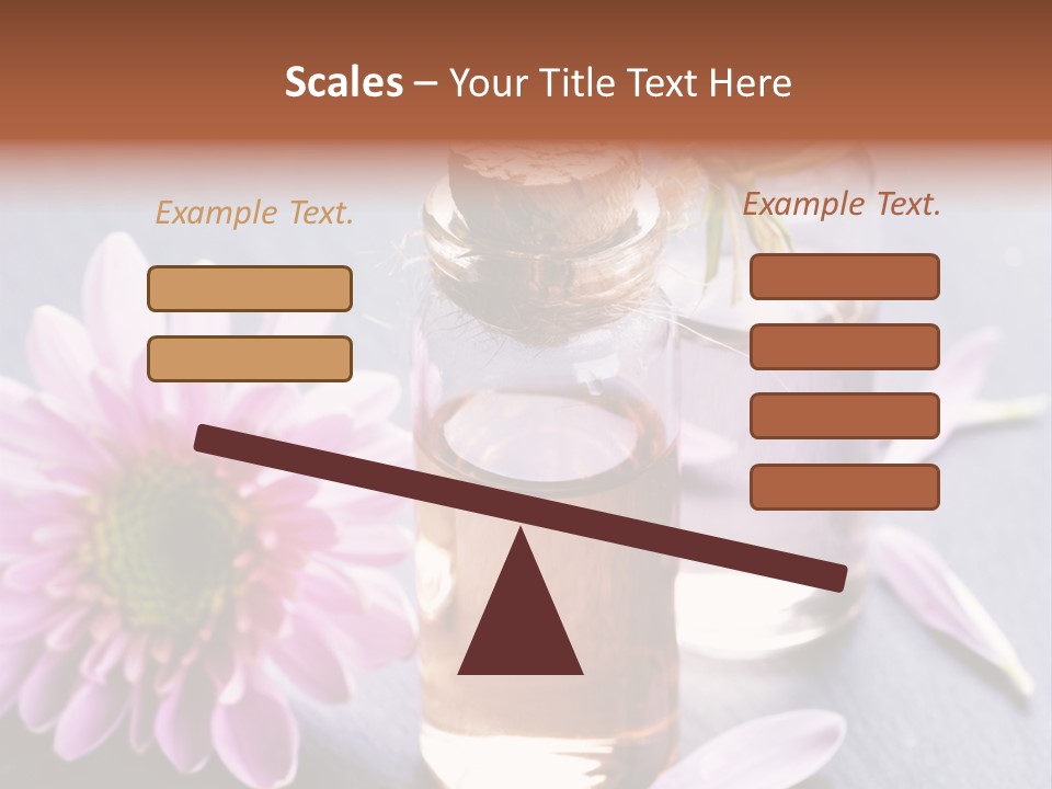 A Bottle Of Oil And A Flower On A Table PowerPoint Template