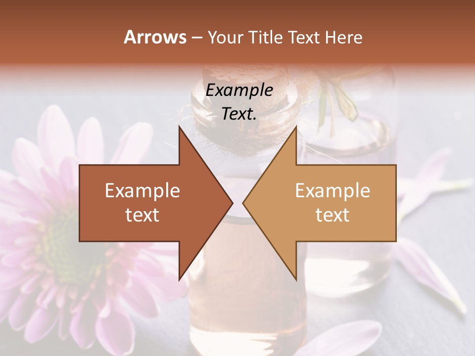 A Bottle Of Oil And A Flower On A Table PowerPoint Template