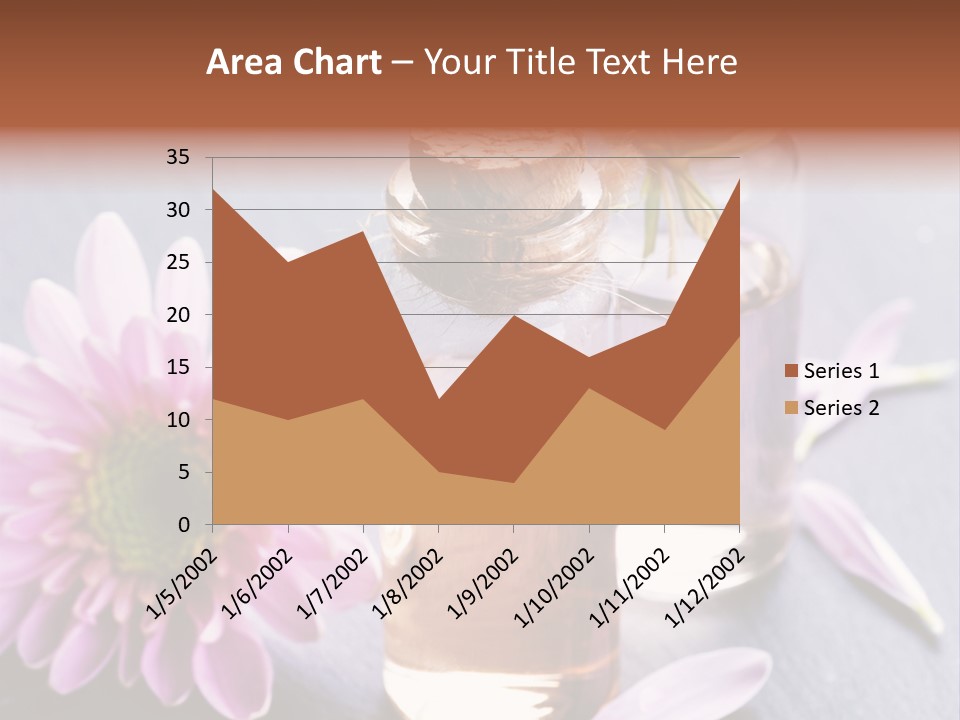 A Bottle Of Oil And A Flower On A Table PowerPoint Template