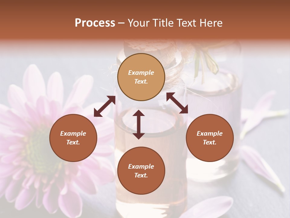 A Bottle Of Oil And A Flower On A Table PowerPoint Template
